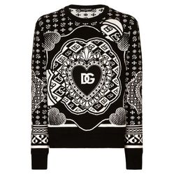 Áo Len Nam Dolce & Gabbana D&G Graphic Jacquard Black GXJ79T JAW4 Màu Đen Trắng Size 48