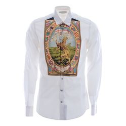 Áo Sơ Mi Dolce & Gabbana Printed Crest Formal White G5GT7T FU5K91 Màu Trắng