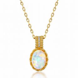Dây Chuyền Lili Jewelry Bạc Nữ Đính Đá Opal Quả Trứng LILI_473937 Màu Vàng Gold