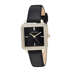 Đồng Hồ Nữ Armitron Swarovski Crystal Accented Leather Watch 75/5597BKGPBK Màu Đen
