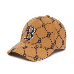 Mũ MLB Diamond Monogram Wool Jacquard Structure Ball Cap Boston Red Sox 3ACPMW126-43BGD Màu Nâu