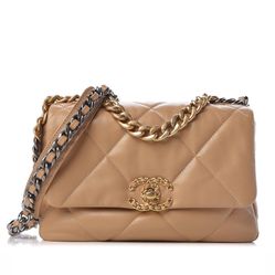 Túi Đeo Chéo Chanel C19 Small Flap Bag In Dark Beige Màu Be