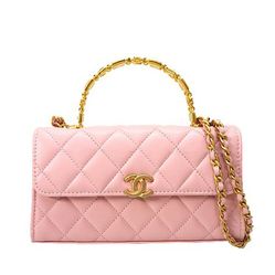 Túi Xách Chanel Shoulder Bag Pink With Matelasse Coco Mark Handle Màu Hồng