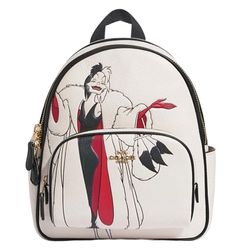 Balo Nữ Coach Disney Cruella Backpack Màu Trắng Họa Tiết