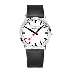 Đồng Hồ Nam Mondaine Simply Elegant Black Leather Watch A638.30350.11SBO - 41mm Màu Đen Bạc
