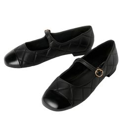 Giày Búp Bê Charles & Keith Toe-Cap Quilted Mary Janes Black CK1-70900405 Màu Đen Size 36