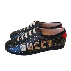 Giày Gucci Men's Guccy Falacer Sneaker Black Gold Stars Shoes Size 40.5