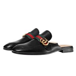 Giày Sục Gucci Princetown Leather Slipper With Double Màu Đen Size 39