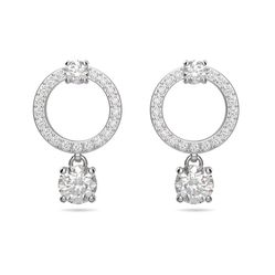 Khuyên Tai Swarovski Earrings Attract Circle Pe Cir 5563278 Silver Màu Trắng Bạc