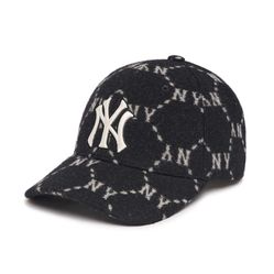 Mũ MLB Diamond Monogram Wool Jacquard New York Yankees 3ACPMW126-50BKS Màu Đen