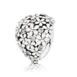 Nhẫn Pandora Darling Daisy Bouquet White Enamel Ring - 190936EN12 Màu Bạc Size 48