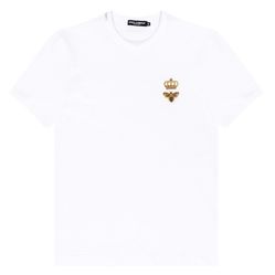 Áo Phông Nam Dolce & Gabbana D&G White Cotton Logo Embroidered G8JX7Z G7WUQ W0800 Màu Trắng Size 44