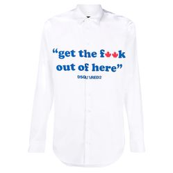 Áo Sơ Mi Dài Tay Dsquared2 White Slogan Printed Buttoned Shirt S71DM0598 S36275 100 Màu Trắng Size 44