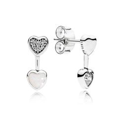Khuyên Tai Pandora Mismatched Heart Earrings 290750CZ Màu Bạc
