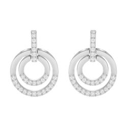 Khuyên Tai Swarovski Circle Pierced Earrings, Medium, White, Rhodium Plating 5349203 Màu Bạc