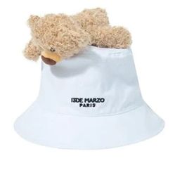 Mũ 13 De Marzo Lazy Teddy Bear Bucket Hat White