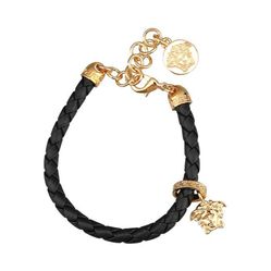 Vòng Đeo Tay Versace Medusa Woven Bracelet DG0G353DMTN6D41OH Màu Đen Vàng
