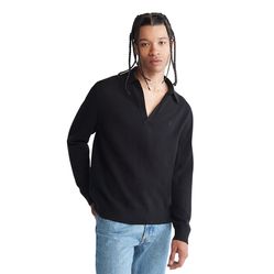 Áo Len Polo Calvin Klein Merino Wool Blend Polo Sweater CK 40JP314001 - BLK Màu Đen Size S