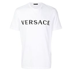 Áo Phông Versace White Logo Embroidered 1008325 1A01178 2W020 Màu Trắng