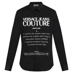 Áo Sơ Mi Versace Jeans Couture Men Black Big Guarantee Print Shirt Màu Đen Size 44