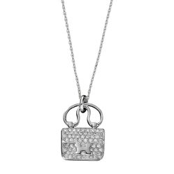 Dây Chuyền Hermès Constance Charm Diamond Pendant Necklace Màu Bạc (Chế tác)