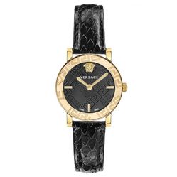Đồng Hồ Nữ Versace Greca Glass Leather Watch 32mm VEU300221 Màu Đen Vàng