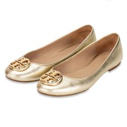 Giày Bệt Tory Burch Claire Ballet Flat Mettalic Tumbled Spark Gold 43399 Màu Vàng Size 37