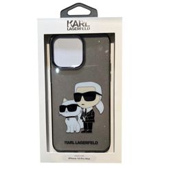 Ốp Điên Thoại Karl Lagerfeld ML Glitter Karl And Choupett iphone 14 Pro Max  Màu Xám