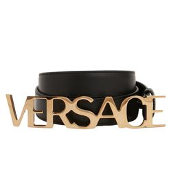 Thắt Lưng Versace Logo Belt Black Leather Bản 3cm Màu Đen Size 70