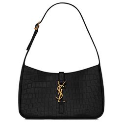 Túi Xách Nữ Yves Saint Laurent YSL Le 5 À 7 Hobo Bag In Croccodile-Embossed Shiny Leather Màu Đen