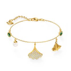 Vòng Đeo Tay Swarovski  Stunning Ginko Bracelet Green, Gold-Tone Plated Màu Vàng