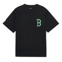 Áo Phông MLB Checkerboard Clipping Logo Overfit Boston Red Sox Tshirt 3ATSO0233-43BKS Màu Đen