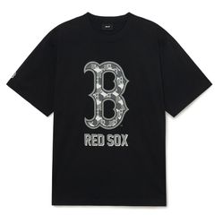 Áo Phông MLB Cube Clipping Monogram Overfit Boston Red Sox Tshirt 3ATSM0333-43BKS Màu Đen Size XS