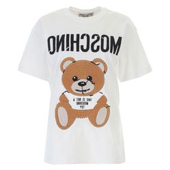 Áo Phông Moschino White Logo Bear Embroidered D V0702 0440 1001 Màu Trắng