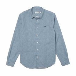 Áo Sơ Mi Lacoste Men's Slim Fit Tennis Ball Pattern Cotton Poplin Shirt CH2903 8KW Màu Xanh Blue Size S