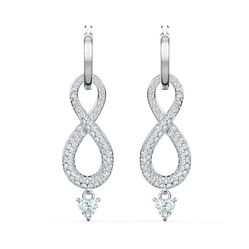 Khuyên Tai Swarovski Infinity Drop Earrings Infinity, White, Rhodium Plated Màu Bạc