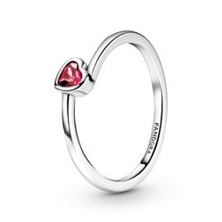 Nhẫn Pandora 199267C01 Heart Sterling Silver Ring With Red CZ Màu Hồng Bạc Size 50