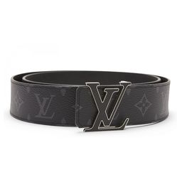 Thắt Lưng Nam Louis Vuitton LV Initials Reversible Belt Monogram Eclipse Taiga Black Màu Đen Size 100