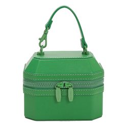 Túi Xách Charles & Keith Geometric Boxy Top Handle Bag Green CK2-50151259 Màu Xanh Lá