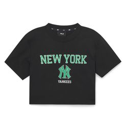 Áo Croptop Nữ MLB Varsity Crop New York Yankees 3FTSV0333-50BKS Tshirt Màu Đen Size S