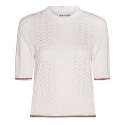 Áo Thun Nữ Thom Browne Pointelle Knitted Tshirt Màu Trắng Size 36