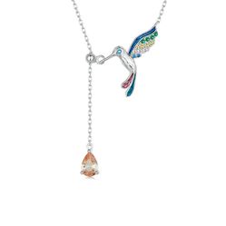 Dây Chuyền Nữ Kya Jewel Colorful HummingBird Đá CZ Cao Cấp N180 Phối Màu