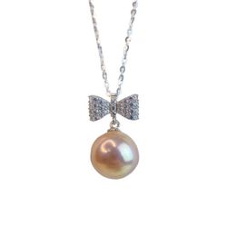 Mặt Dây Chuyền Nữ Minh Hà Pearl Jewelry Ngọc Trai Và Hình Nơ Màu Bạc