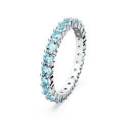 Nhẫn Nữ Swarovski Matrix Ring Round Cut Blue Rhodium Plated 5658673 Màu Bạc Xanh Size 50