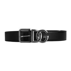 Thắt Lưng Nam Dolce & Gabbana D&G Black Leather With DG Logo Silver BC4776 AW576 80999 Màu Đen
