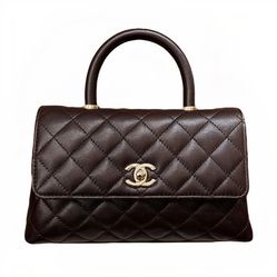 Túi Đeo Chéo Nữ Chanel Caviar Quilted Coco 9.5 Flap Chocolate Brown Màu Nâu Socola