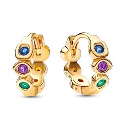 Khuyên Tai Nữ Pandora Marvel The Avengers Infinity Stones Hoop Earrings 262567C01 Màu Vàng