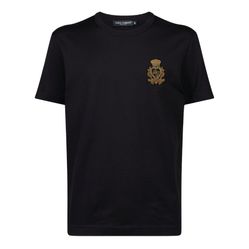 Áo Phông Nam Dolce & Gabbana D&G Black With Logo Embroidered Tshirt G8KBAZ G7TWK N0000 Màu Đen