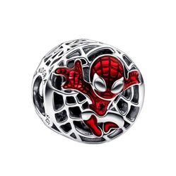 Hạt Vòng Charm Pandora Marvel Spider Man Soaring City 792350C01 Màu Bạc Đỏ