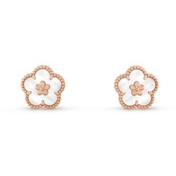 Khuyên Tai Nữ Van Cleef & Arpels Lucky Spring Earrings, Plum Blossom Màu Vàng Hồng (Chế Tác)